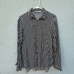 Big Dart Black and White Houndstooth Button-Up blouse, size EU 44/Large